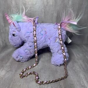 Unicorn Pink Sparkle pastel plush carry purse 10" Toby Enterprises